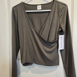 NWT Athleta Olive Long Sleeve Wrap Top